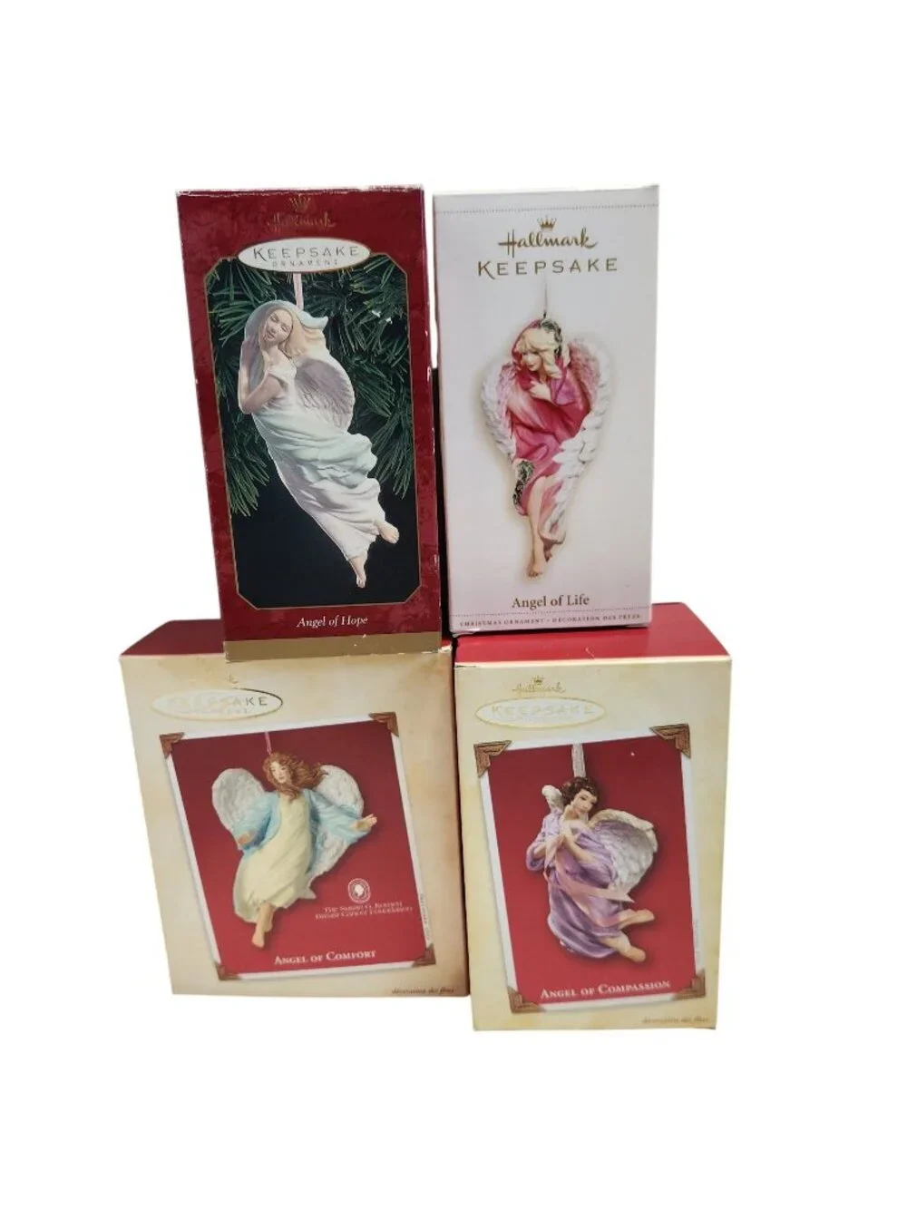 Hallmark Keepsake Angel Christmas Ornaments Hope Life Comfort Compassion 4 Set